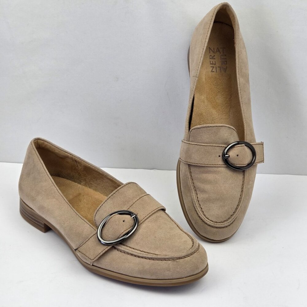 Naturalizer Mina Faux Suede Loafers With Buckle Detail Size 8.5 Wide